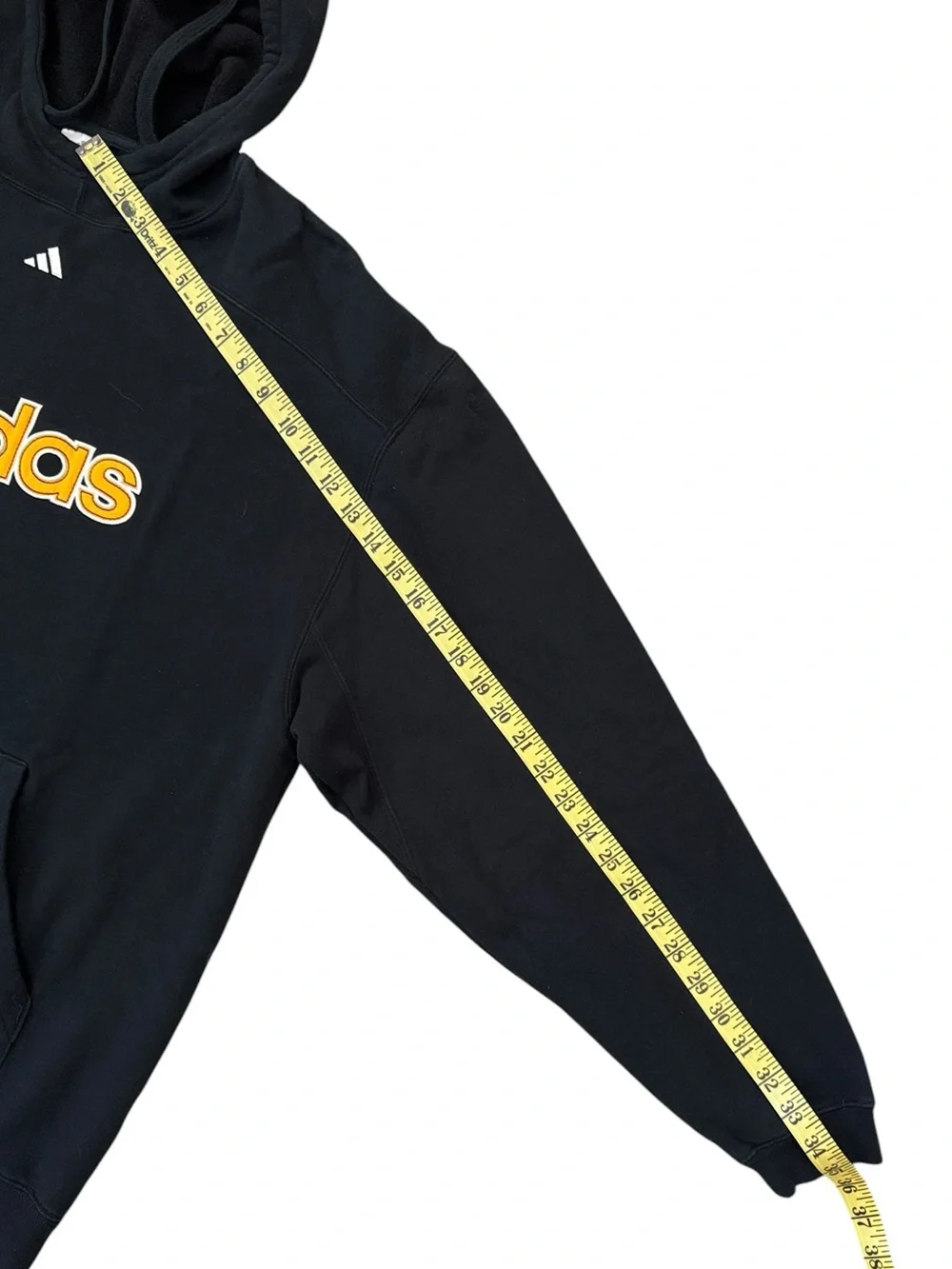 Vintage Y2K Adidas Center Spellout Logo Hoodie Black Yellow Size XL Heavyweight